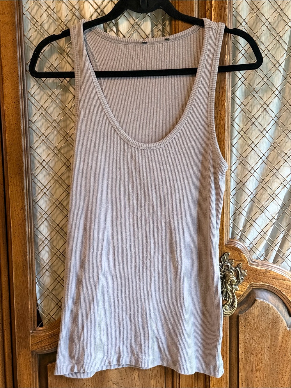 Gap Ribbed Mushroom Taupe Scoop Neck Longline Tank Top SIZE SMALL